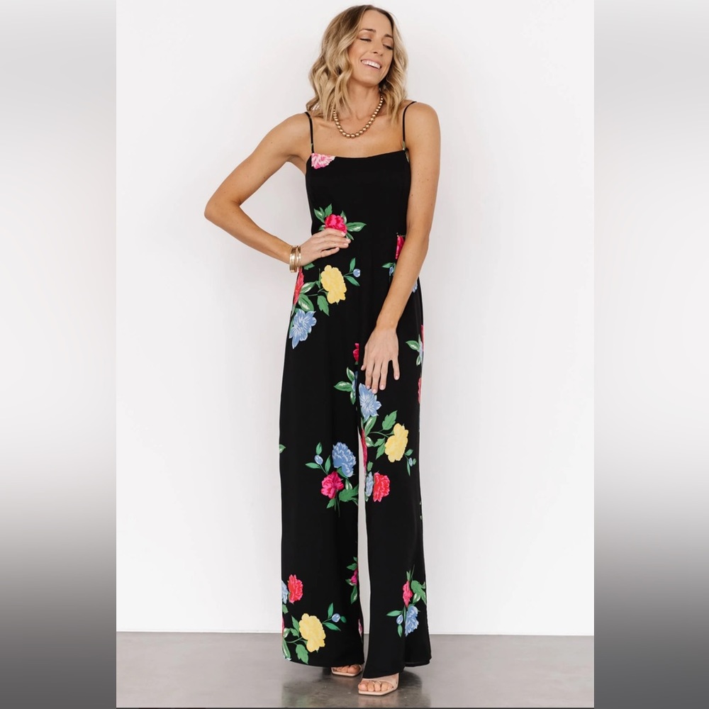 Baltic Born Brooklyn Wide Leg Jumpsuit - Black Floral